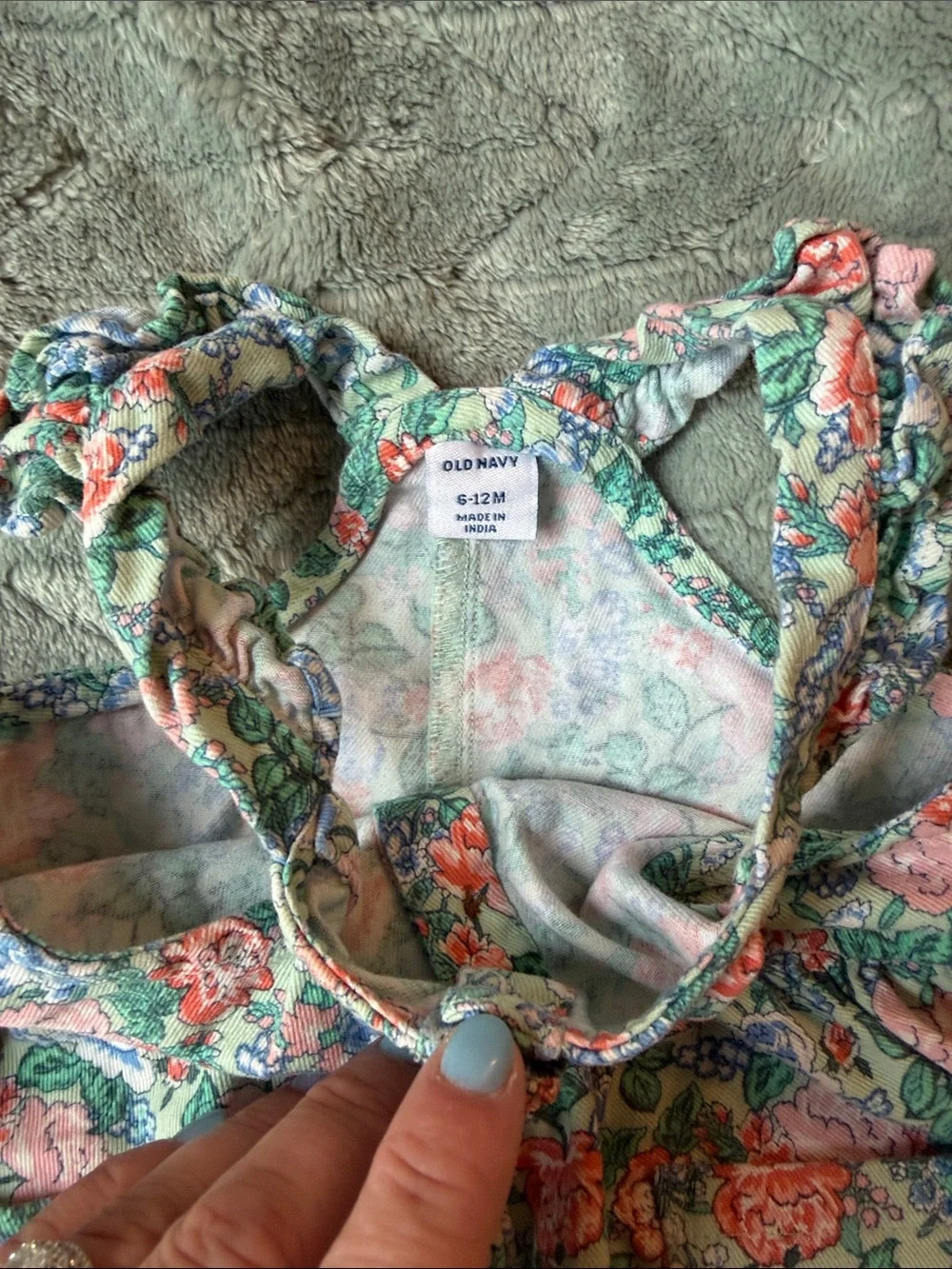 Old Navy Floral Cotton Girls' Romper - Pink, Green & Blue